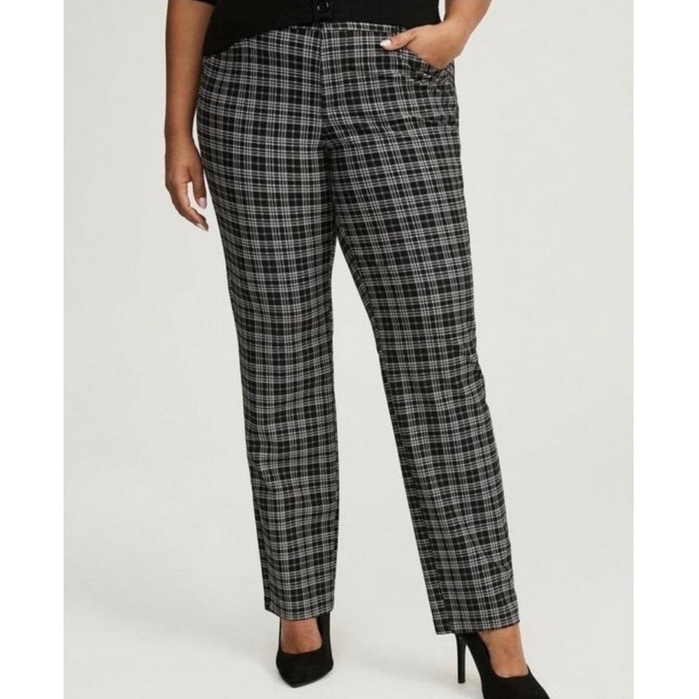 Torrid Studio Luxe Ponte Pant Black Party Plaid Straight Trouser Womens 16R